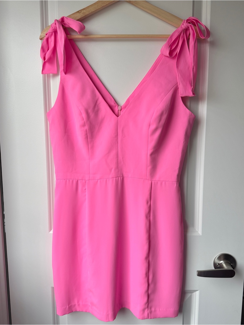 Amanda Uprichard Hot Pink Tie-Shoulder Mini Dress – Size Medium